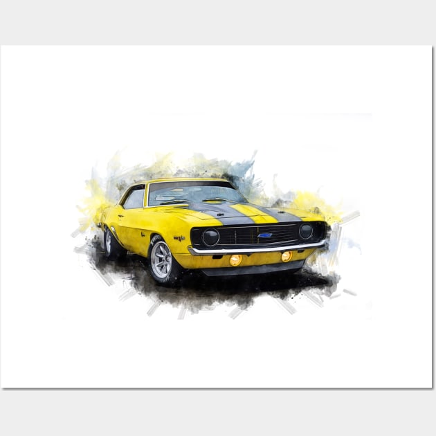 Yellow Camaro Z28 Wall Art by Transchroma